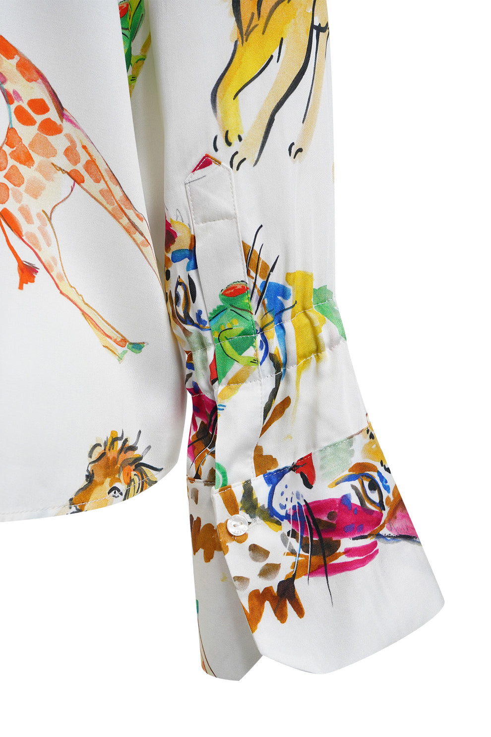 Milano Italy Cream Print Oversize Shirt Blouse With Long Sleeves 6324993732