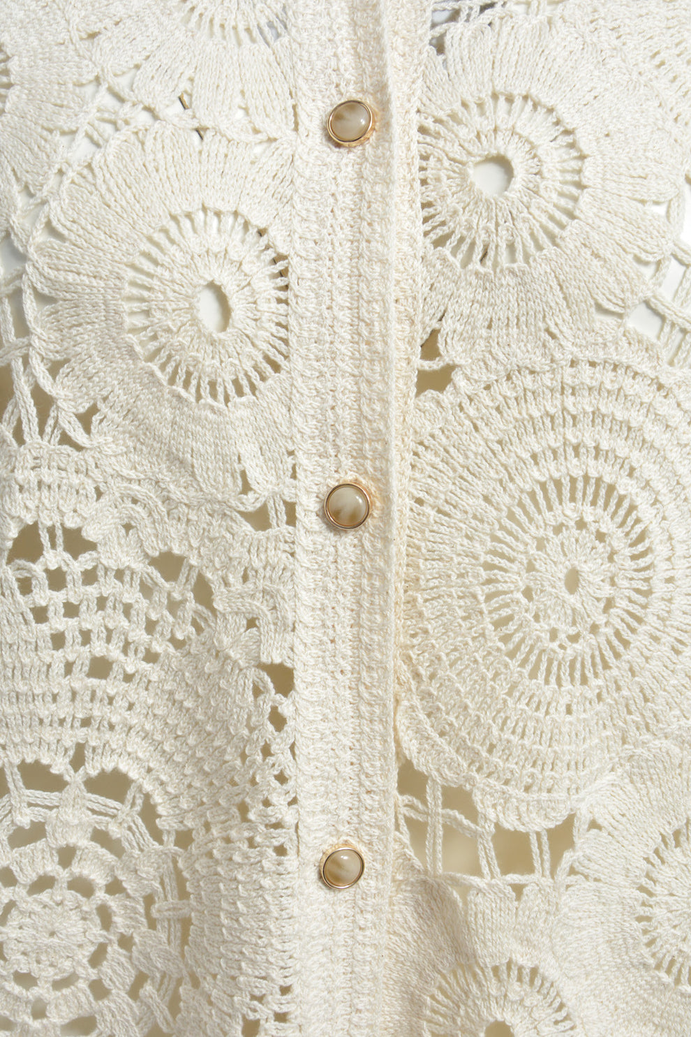 Milano Italy 62248 Sand Cotton Crochet Blouse With Wide Sleeves