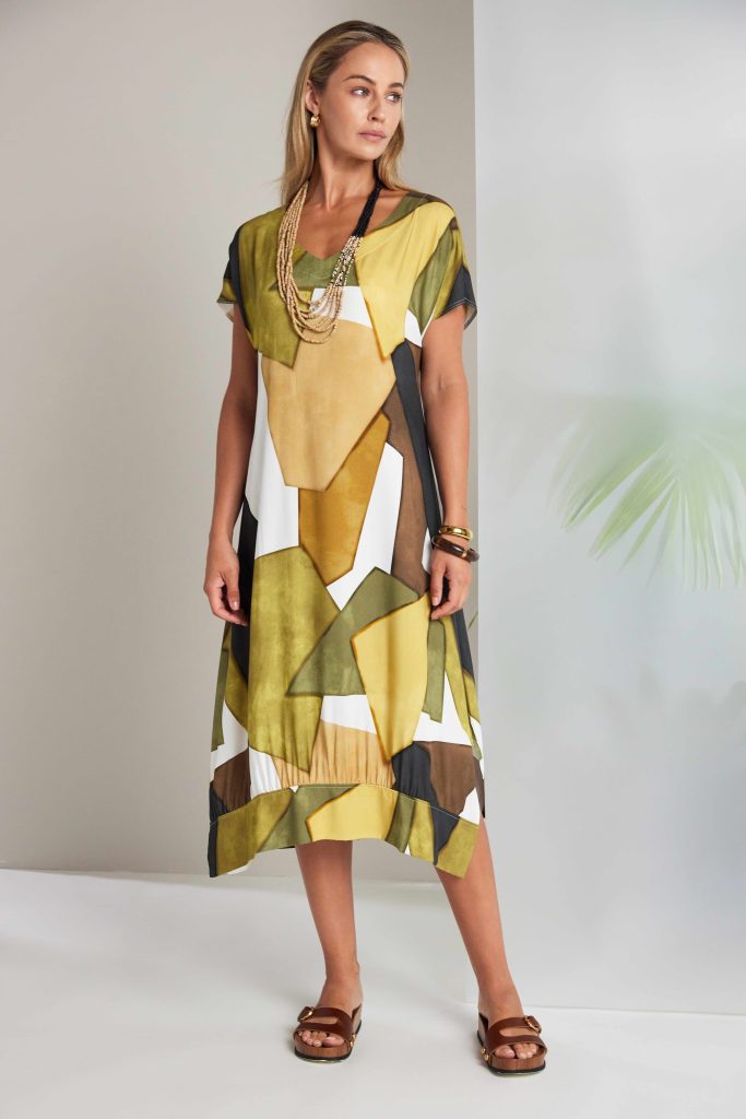 Naya Multi Coloured Graphic V Neck Dress 151