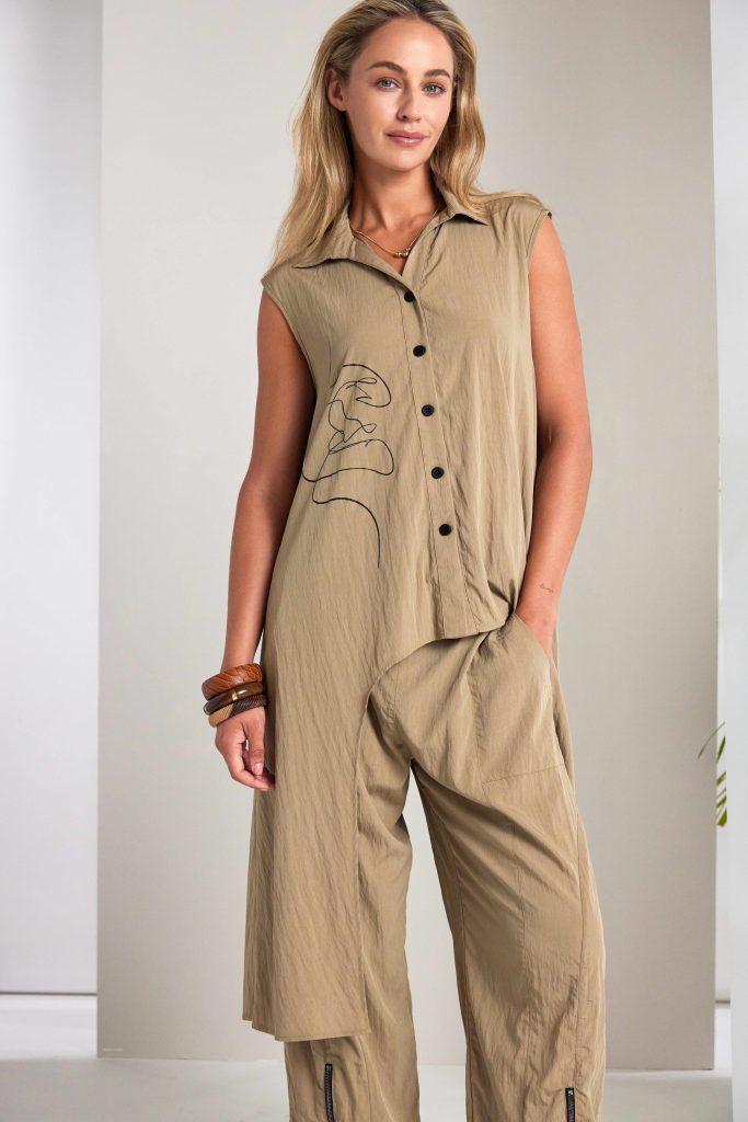 Naya Placement Print Top With Long Side Panels 218