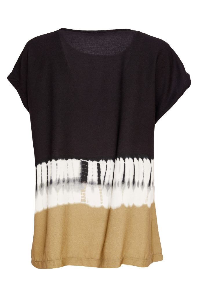 Naya Border Print Tie Dye Round Neck Top 317