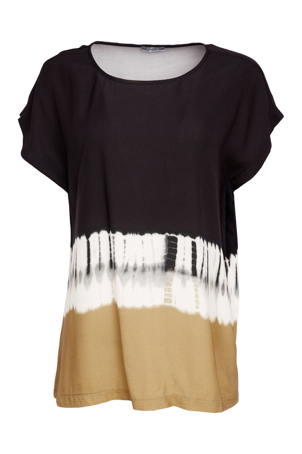 Naya Border Print Tie Dye Round Neck Top 317