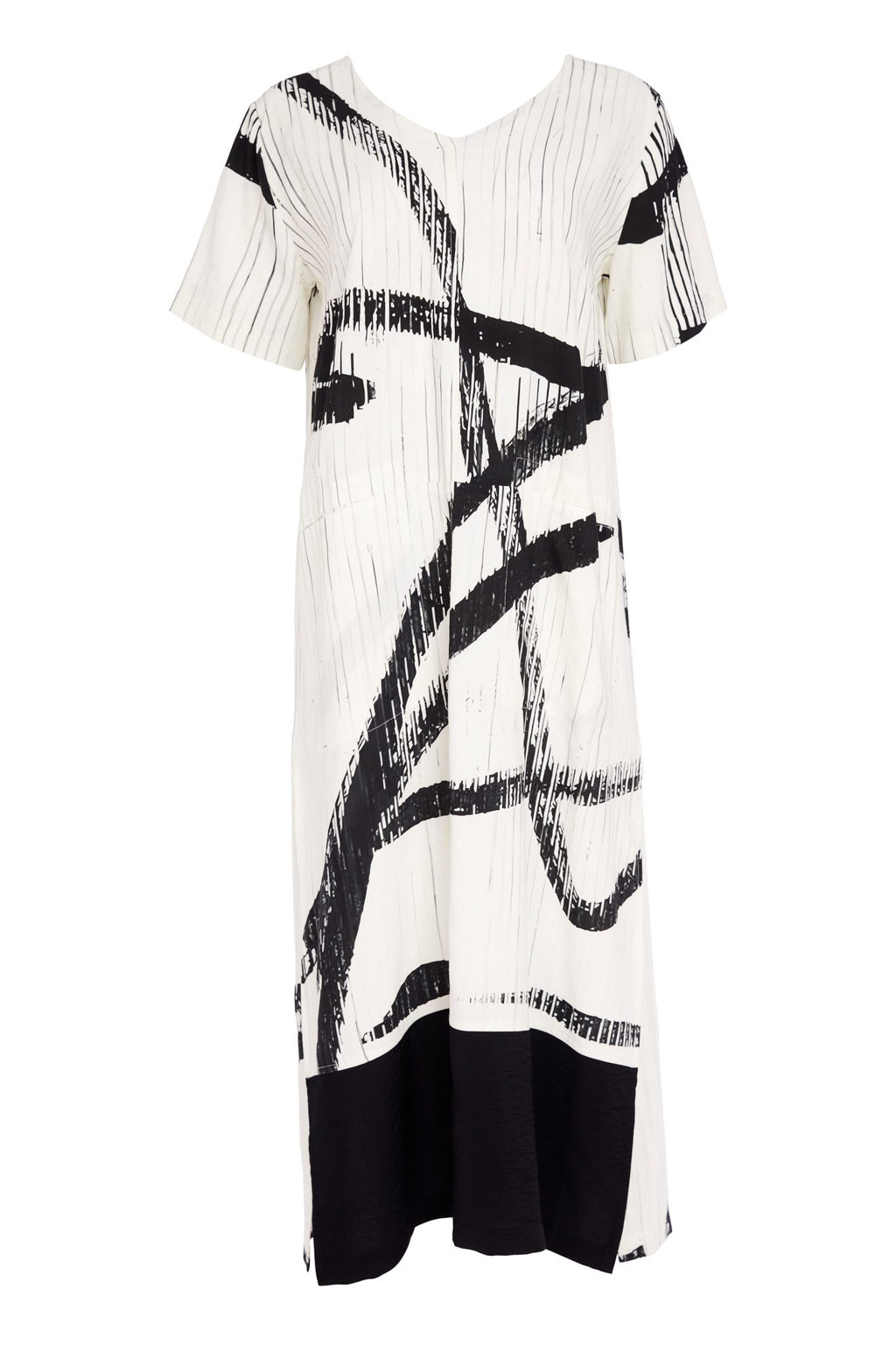 Naya Brush Stroke Dress With Contrast At Hemline 320