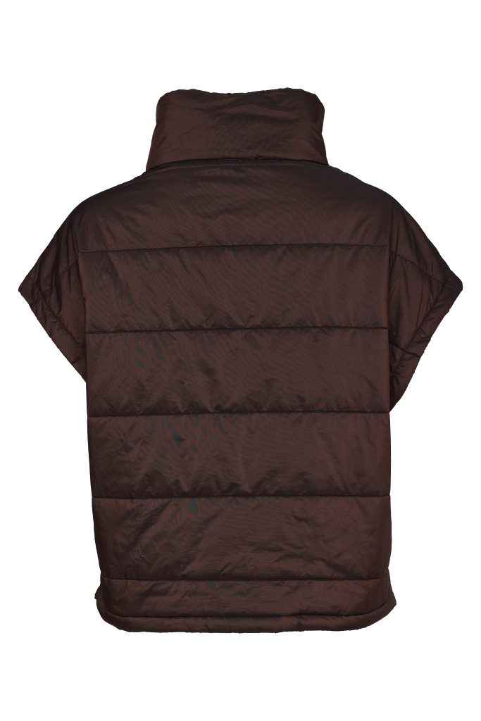 Naya  167 Brown Padded Short Sleeve Zip And Pocket Waistcoat