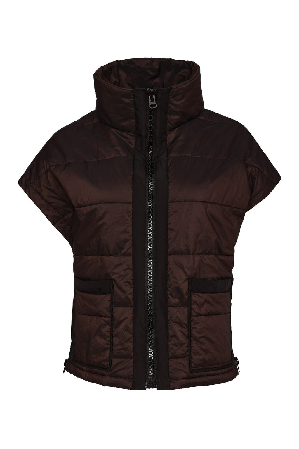 Naya  167 Brown Padded Short Sleeve Zip And Pocket Waistcoat