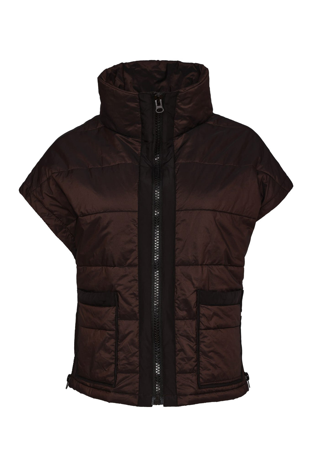 Naya  167 Brown Padded Short Sleeve Zip And Pocket Waistcoat