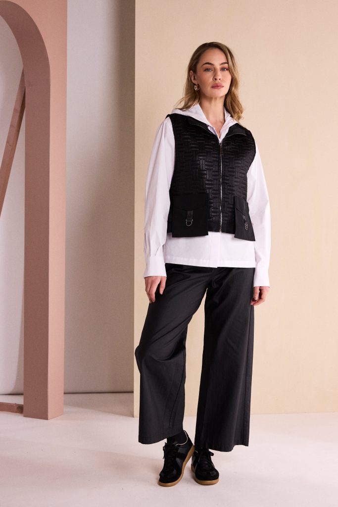 Naya Quilted Waistcoat With Pocket And D Ring Trim