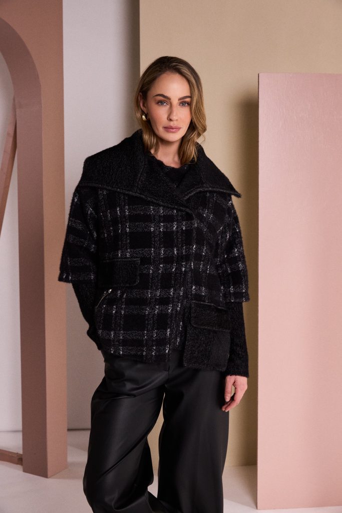 Naya Check Jacket With Contrast Pocket And Cuff Detail
