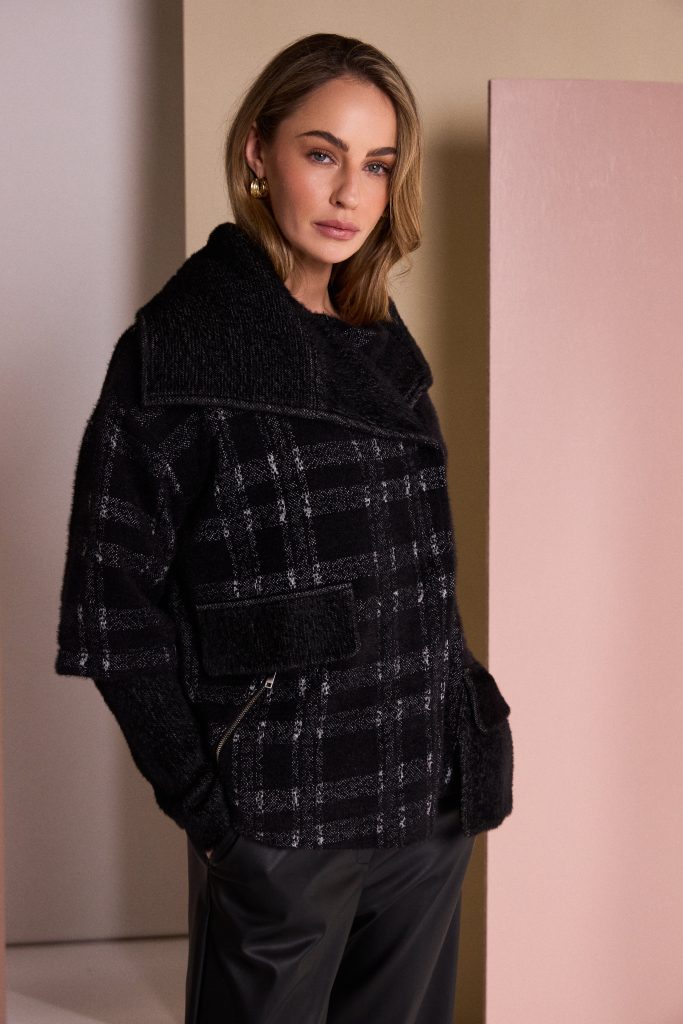 Naya Check Jacket With Contrast Pocket And Cuff Detail