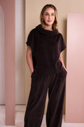 Naya Soft Ribbed Cowl Neck Top With Zip In Side Seam 253