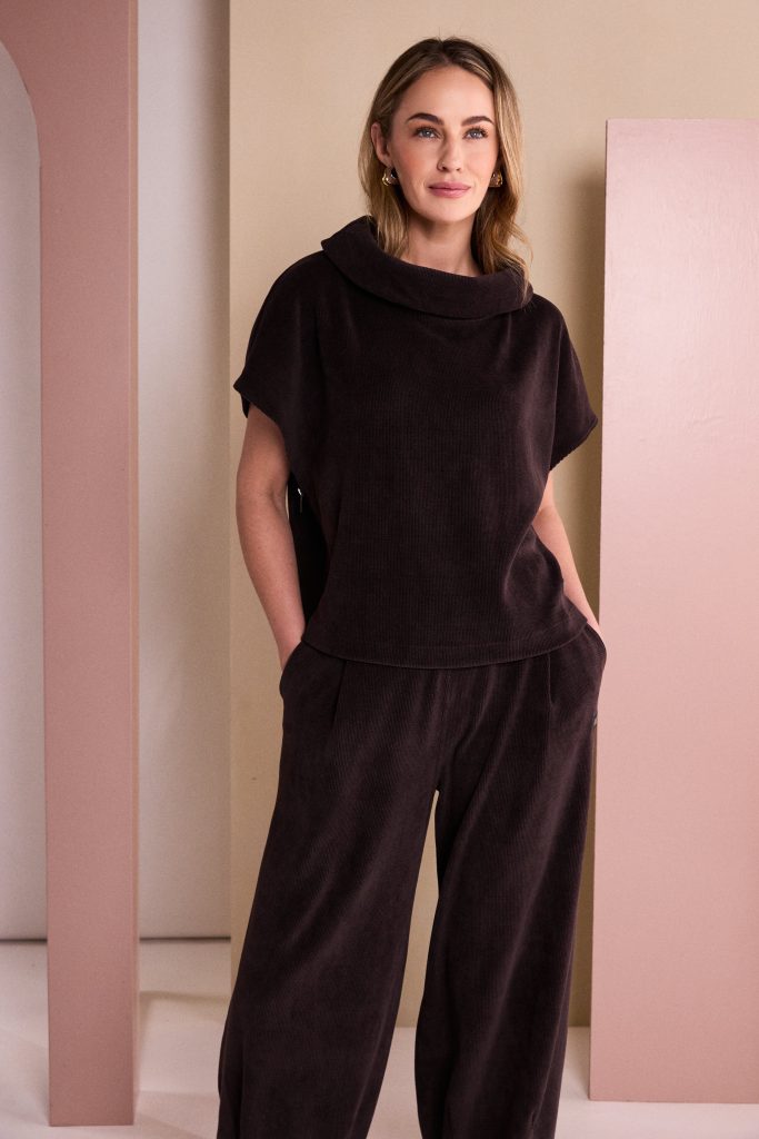 Naya Soft Ribbed Cowl Neck Top With Zip In Side Seam 253