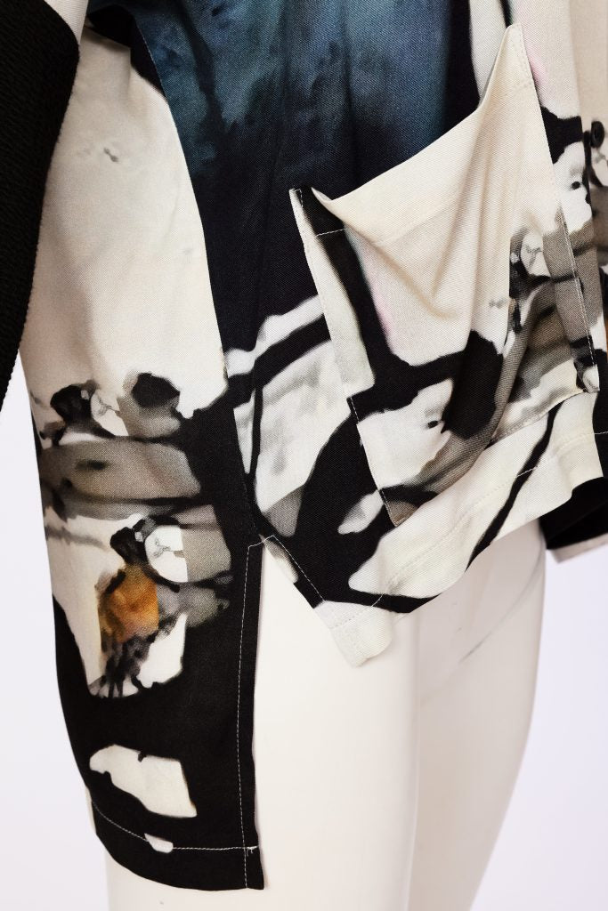 Naya Print Button Through Shirt With Contrast Sleeve 320