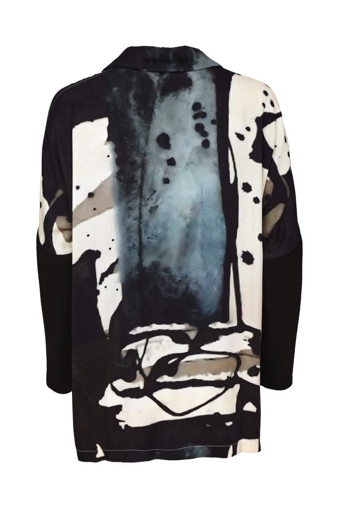 Naya Print Button Through Shirt With Contrast Sleeve 320