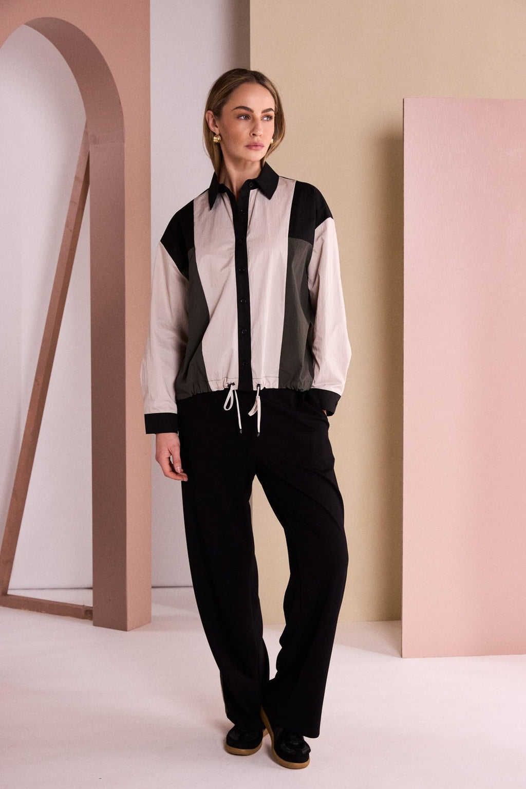 Naya 325 Button Through Drawstring Hem Top