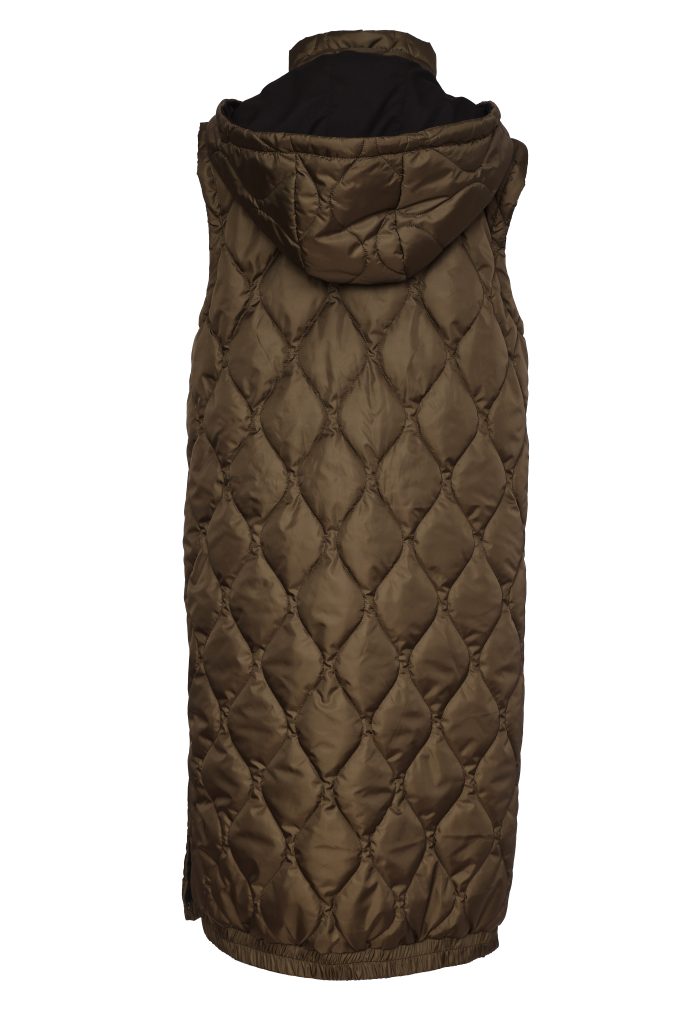 Naya Long Quilted Waistcoat With Zip Pocket 353