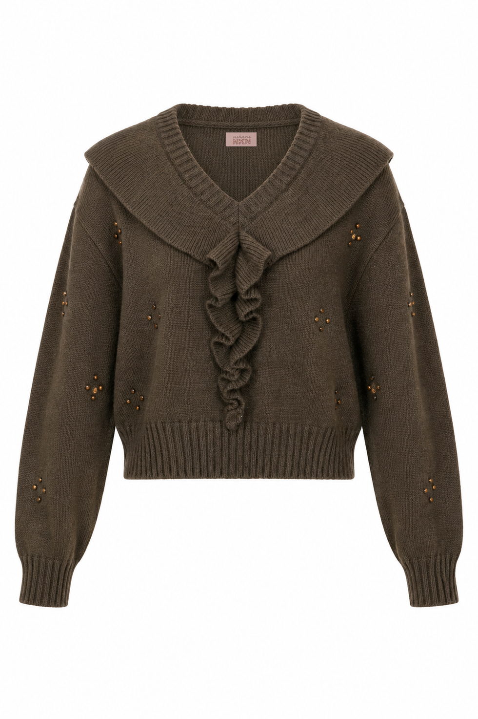 Nekane NM.RUMO Green Jumper With Decorative Detalis And Ruffle