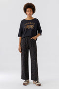 Oui 99696 Dark Brown And Grey Animal Print Trousers