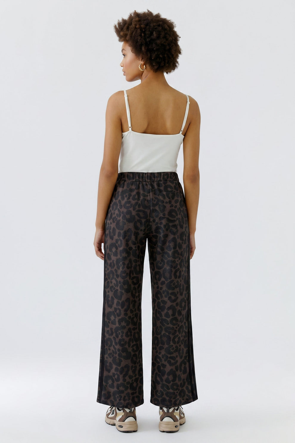 Oui 99696 Dark Brown And Grey Animal Print Trousers