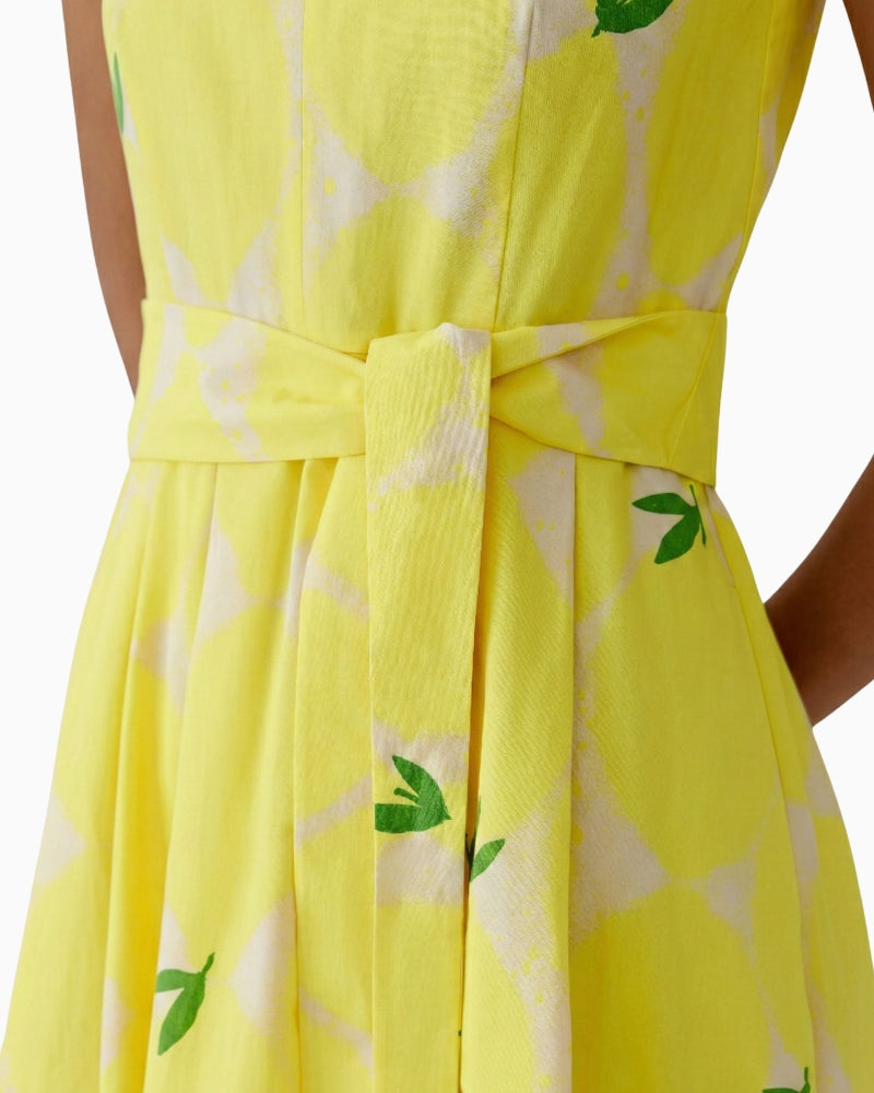 Oui 97347 Yellow Midi Short Sleeves Dress