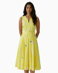 Oui 97347 Yellow Midi Short Sleeves Dress