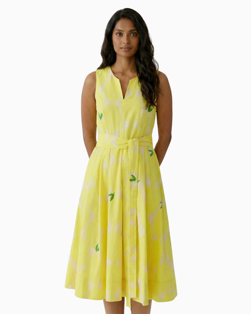 Oui 97347 Yellow Midi Short Sleeves Dress
