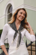 Park Lane Polka Dot Black & Cream Satin Scarf SC1974