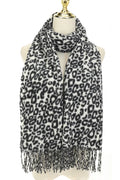 Park Lane Grey Leopard Design Warm Scarf