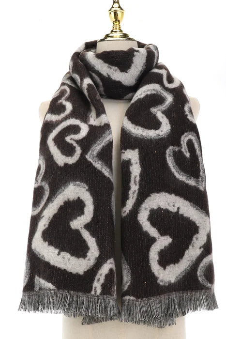 Park Lane Chocolate Heart Design Warm Scarf SC2079