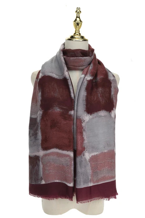 Park Lane Red Mahogany Block Print Scarf