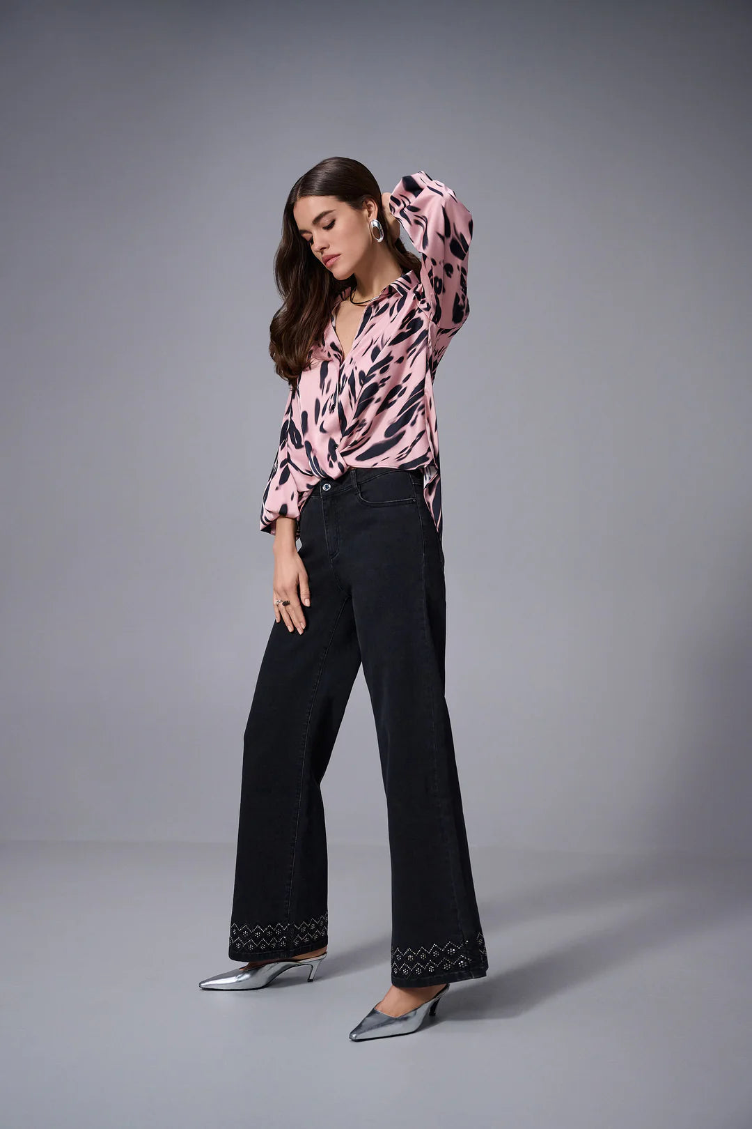 Joseph Ribkoff 253059 Pink/Black Animal Print blouse