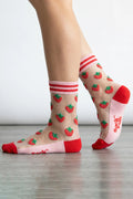 MSH Strawberries Fruit Combed Cotton Sheer Pop Sock