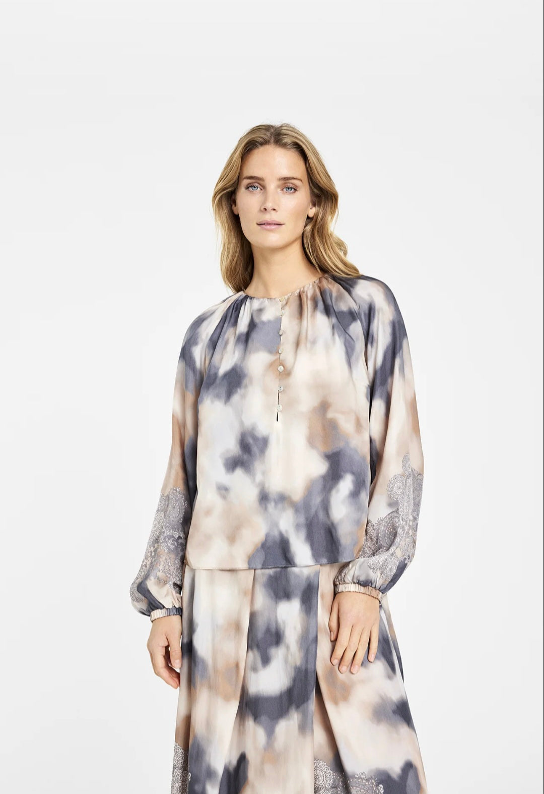 Gustav 60605 Multi Colored Camouflage Print Long Sleeves Blouse