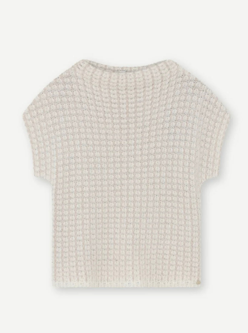 Gustav 60438 Off White Knitted Tabard Gilet