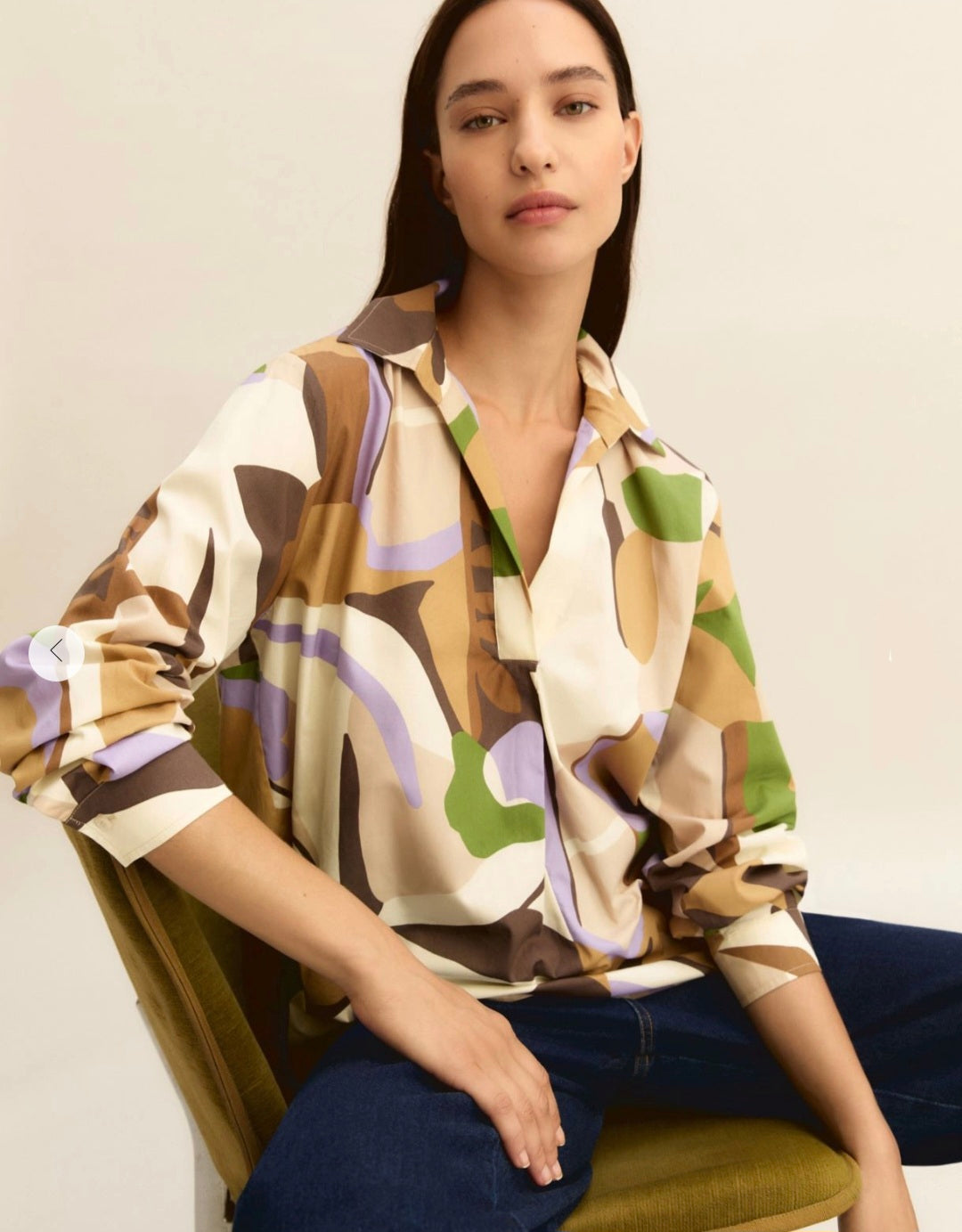 Emme Printed Green Cotton Shirt 26165111231200