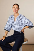 Fee G Gemma Ric-Rac Striped Gypsy Blouse 937Y