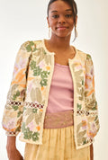 Nekane FF.VAREN Cream Long Sleeves Jacket With Multi Colour Embroidery Sequins And Cutwork