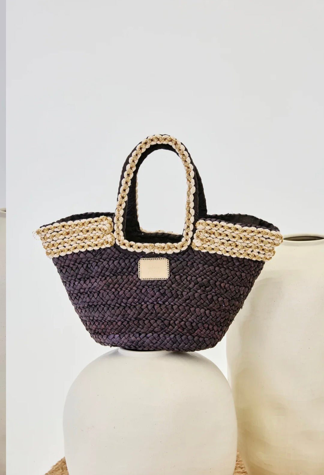Nekane TN.JACIN Black Raffia And Lurex Basket Bag