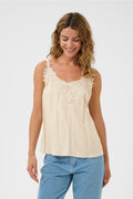 Cream 10611224 Lace Camisole Top