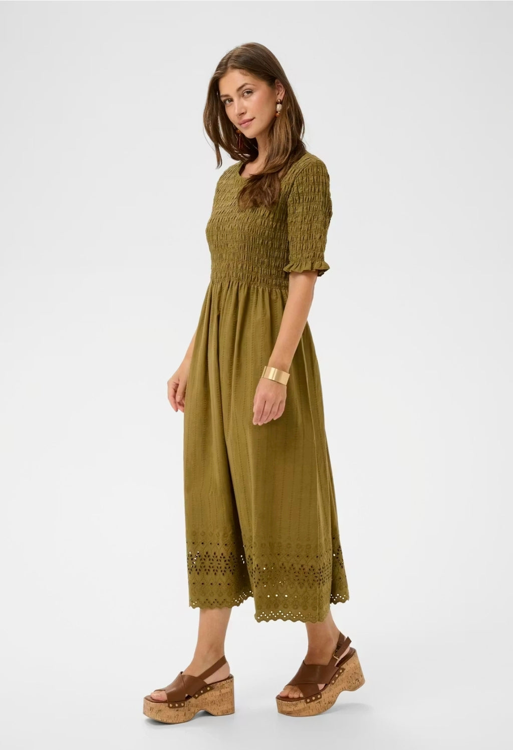 Cream 10614958 Olive Broderie Anglais Dress