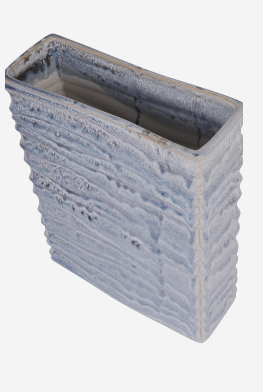 Libra Sereno Rectangle Vase in Blue Reactive Glaze