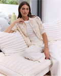 Milano Italy 62248 Sand Cotton Crochet Blouse With Wide Sleeves