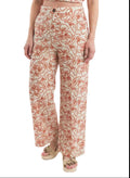 Emme 26151311722 Cotton Beige/Rusty Orange Floral Pattern Wide Leg 7/8 Lenght Trouser