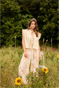 Cream 10615089 Lemon Yellow Waistcoat With Short Frill Sleeves
