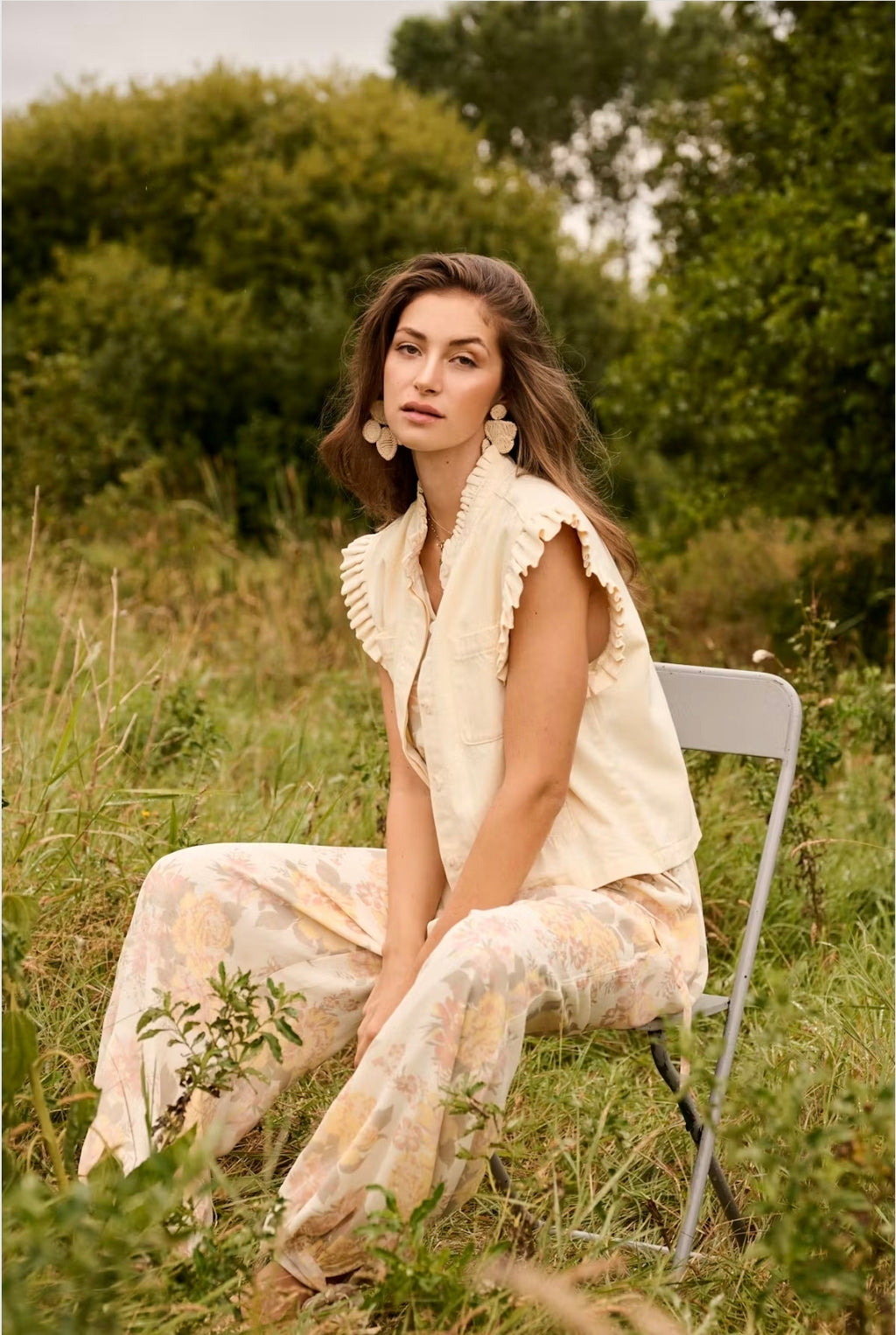 Cream 10615089 Lemon Yellow Waistcoat With Short Frill Sleeves