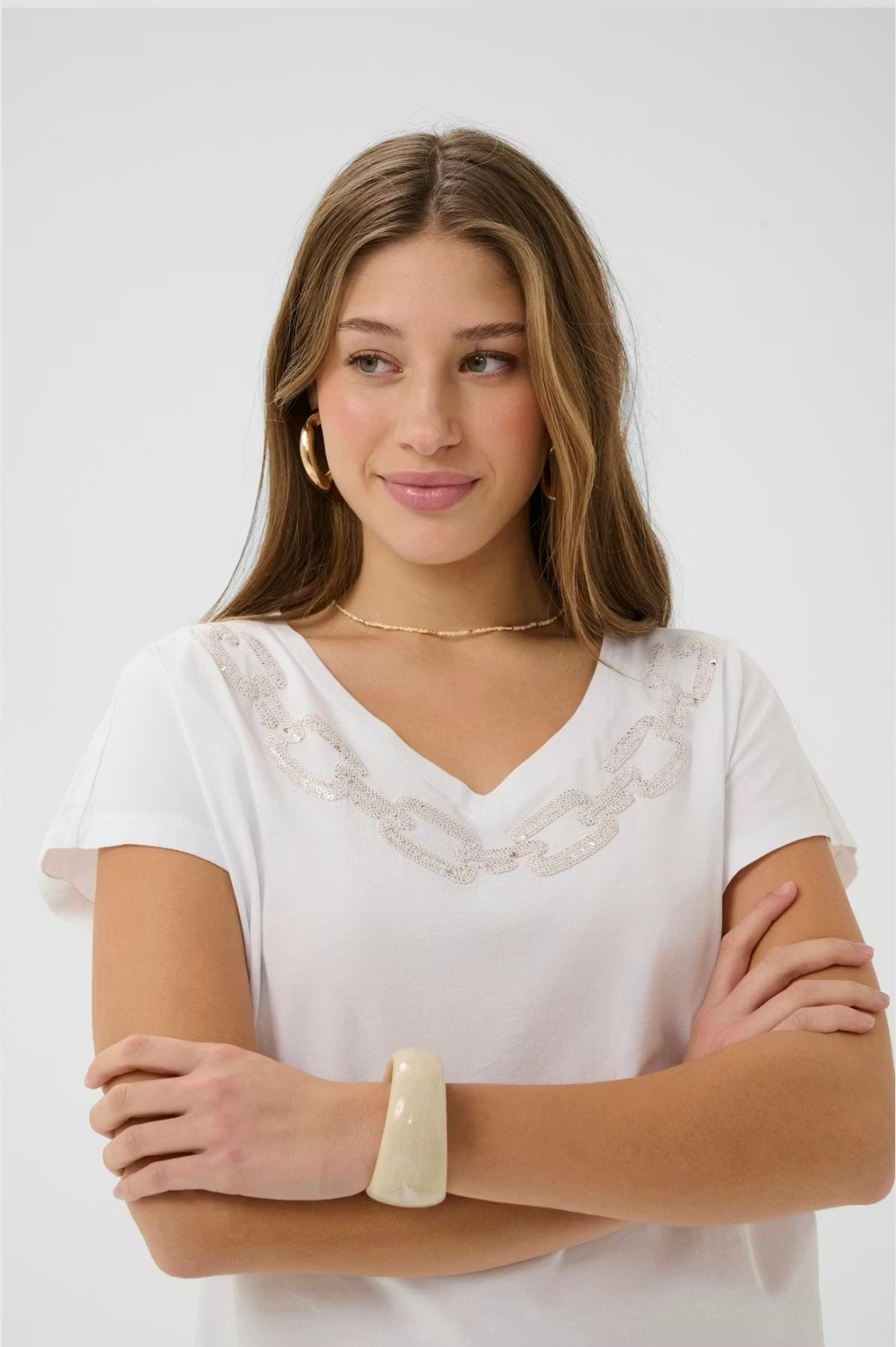 Cream 10615016 Snow White Short Sleeve T-shirt