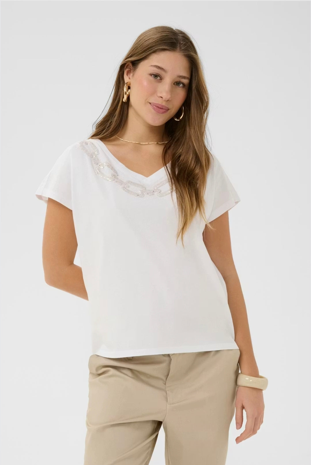 Cream 10615016 Snow White Short Sleeve T-shirt