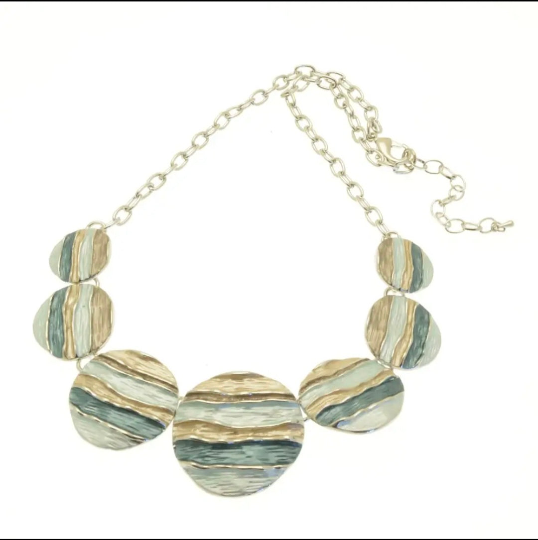 Miss Milly Green and Mink Striped Circle Necklace