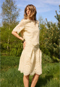 Cream 10615150 Broderie Anglais Cream Scalloped Hem Line Skirt