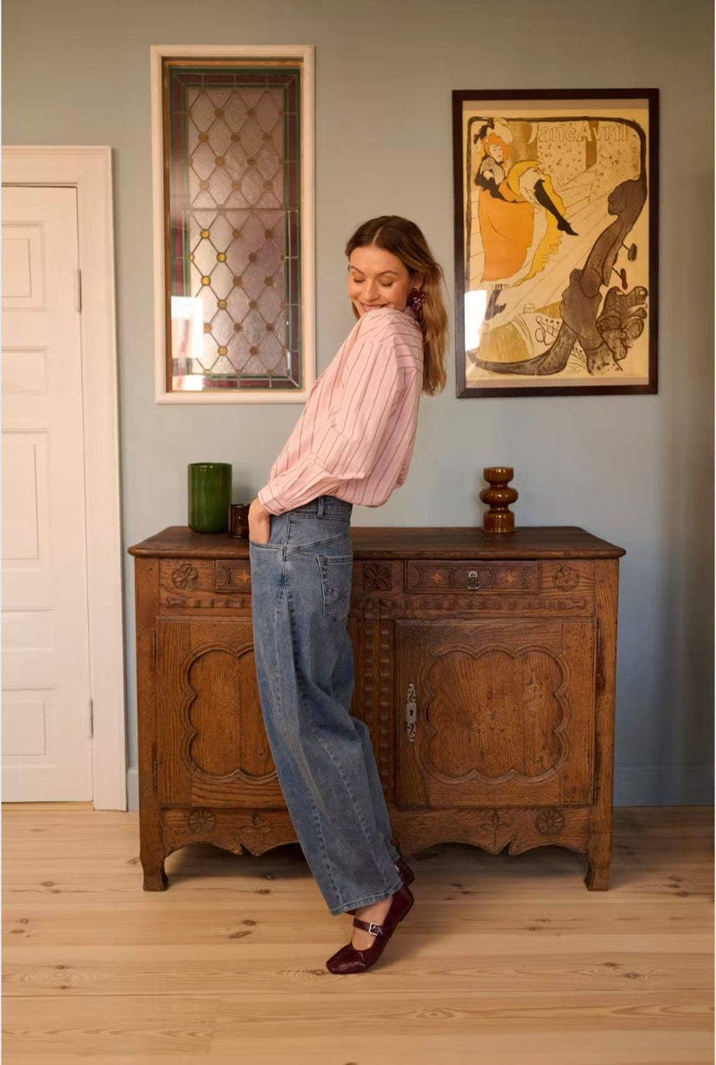 Cream 10614217 Dark Blue Bahren Ankle Barrel Leg Jeans