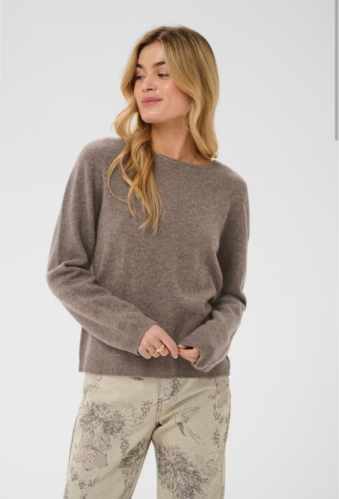 Cream 10614483 Taupe 100% Wool Jumper